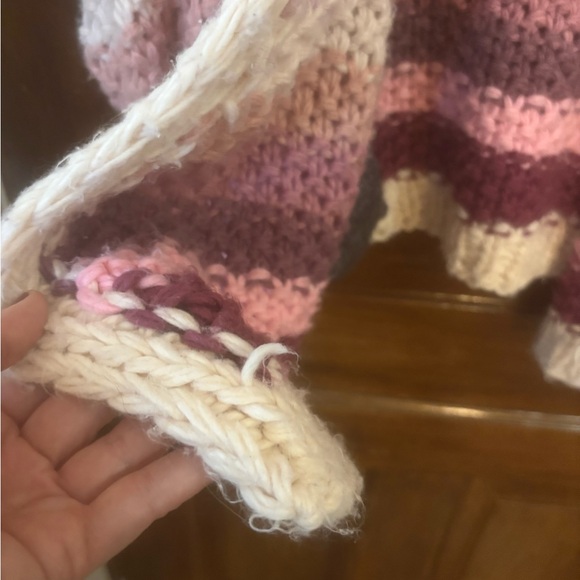 Three Bird Nest Knit Pocket Cardigan Pink Multi Boho Chunky Sweater - Picture 12 of 16